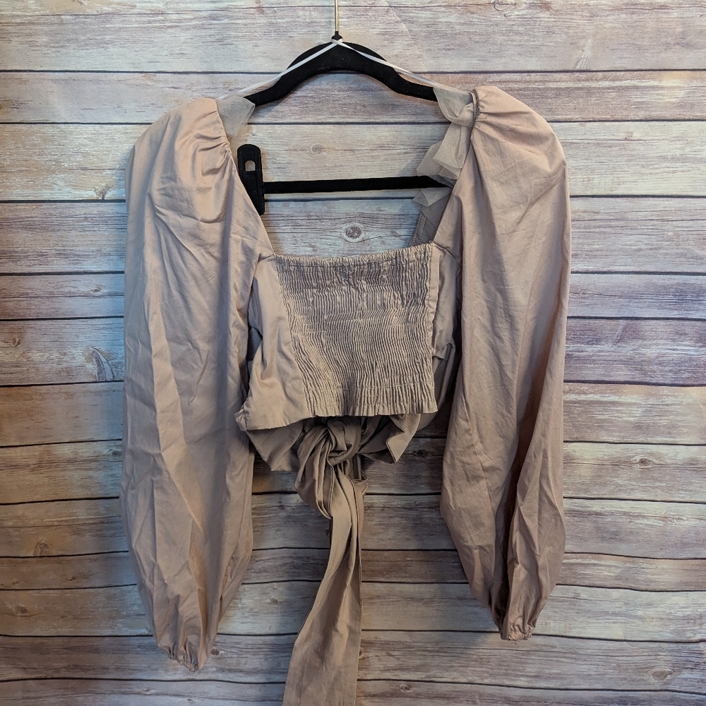NWT MABLE angel bow tie front long sleeve blouse Sz S. - Picture 4 of 10